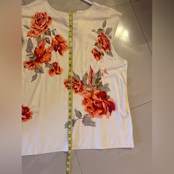 2X August Silk Sweater Top Silk Blend Plus 2X Beige  Floral Colorful Knit Top - Picture 7 of 14